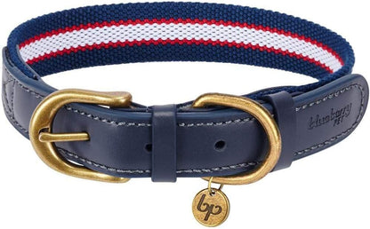 Soft & Comfy Leather Dog Collar - Adjustable Dog Collars for Small Dogs, Genuine Leather Collar for Dogs, Classic Striped Leather Dog Collars, Small, Neck 12"-15"