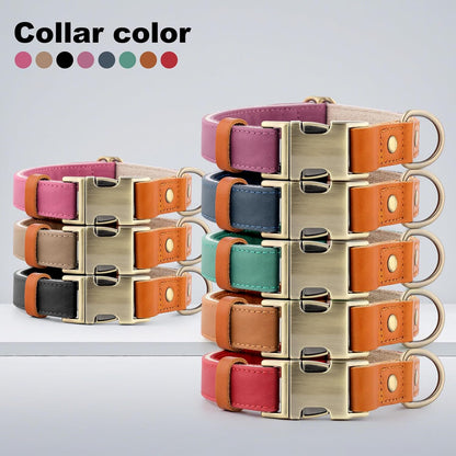Genuine Leather & Hemp Dog Collar – Adjustable Heavy Duty Pet Collar with Quick Release Metal Buckle, Soft & Stylish for Puppy and Small, Medium, Large Dogs (Purple, L)