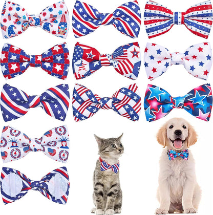10 Pack Plaid Small Dog Bow Ties Sliding Collar Attachments Puppy Cats Classic Bowties for Medium Dogs Rainbow Bowknots Christmas Party Holiday Pet Grooming Accessories(Small)