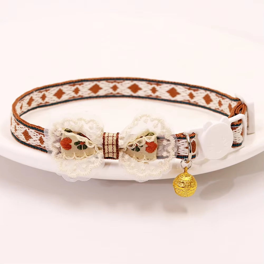 8 Colors Cute and Versatile Adjustable Durable with Bells Pet Collars Necklaces Positioning Pets Cats Dogs Party Photos Props