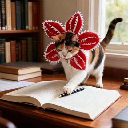 Winter Funny Cat Hat Demogorgon Scary Flower Costume Adjustable Pet Headwear Birthday Party Accessories for Dogs Cats Pet Items