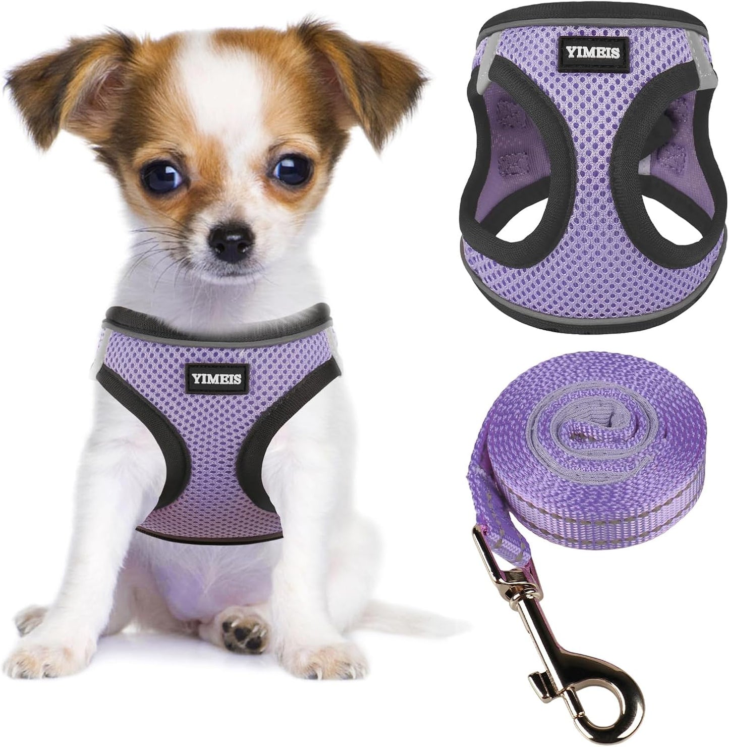 Dog Harness and Leash Set, No Pull Soft Mesh Pet Harness, Reflective Adjustable Puppy Vest for Small Medium Large Dogs, Cats (Pink, X-Small (Pack of 1)