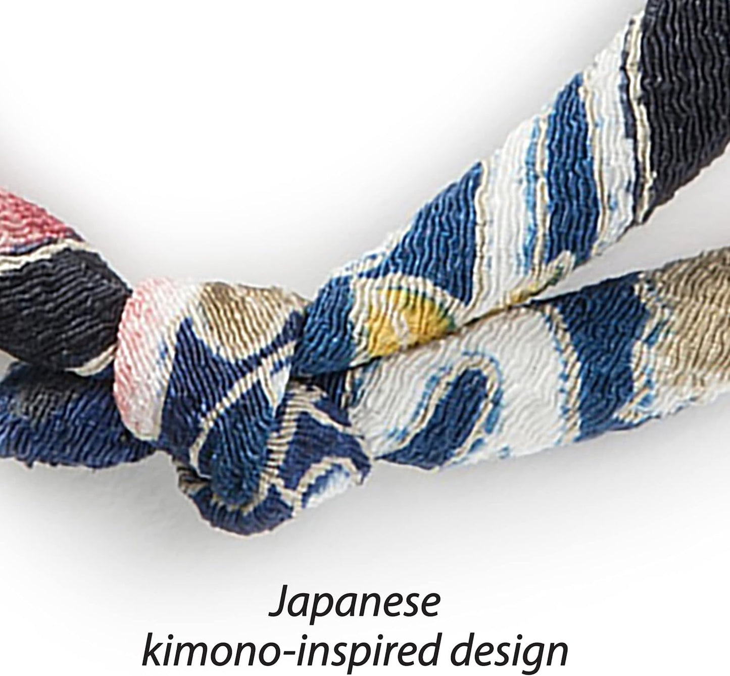 Chirimen Cat Collar with Clover Bell (Navy) with Bell Safety Breakaway Soft Lightweight for Cats Kitty Kitten Japanese Stylish Pattern, No.1 Seller in Japan