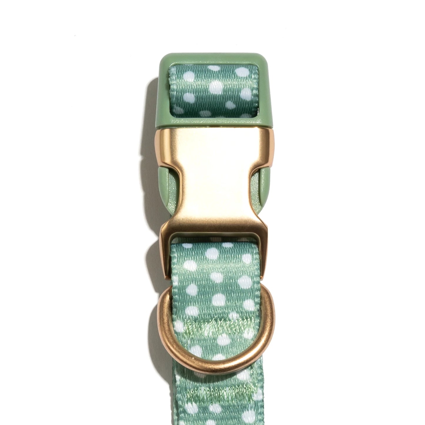 Polka Dot Print Fashion Dog Collar, Metal Buckle, Green, Small