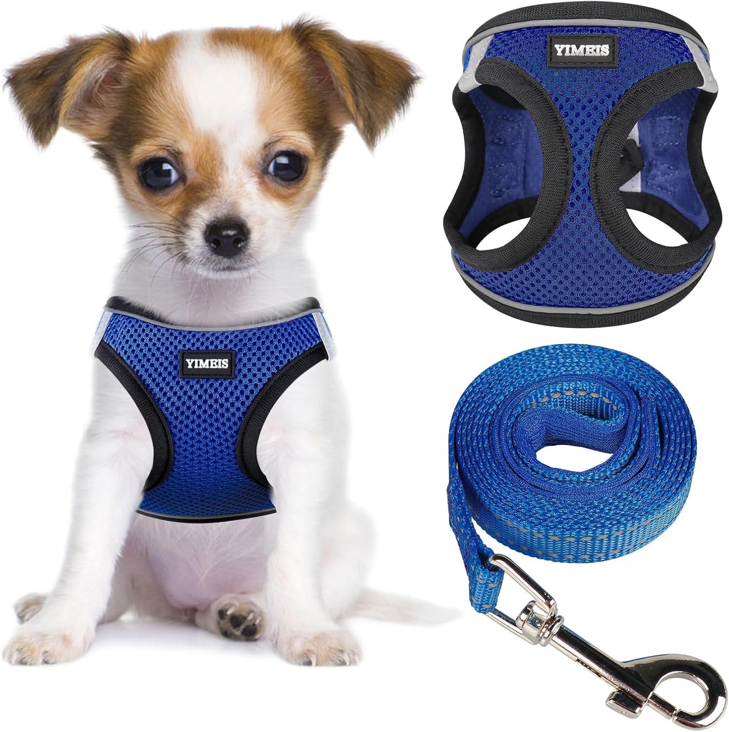 Dog Harness and Leash Set, No Pull Soft Mesh Pet Harness, Reflective Adjustable Puppy Vest for Small Medium Large Dogs, Cats (Pink, X-Small (Pack of 1)
