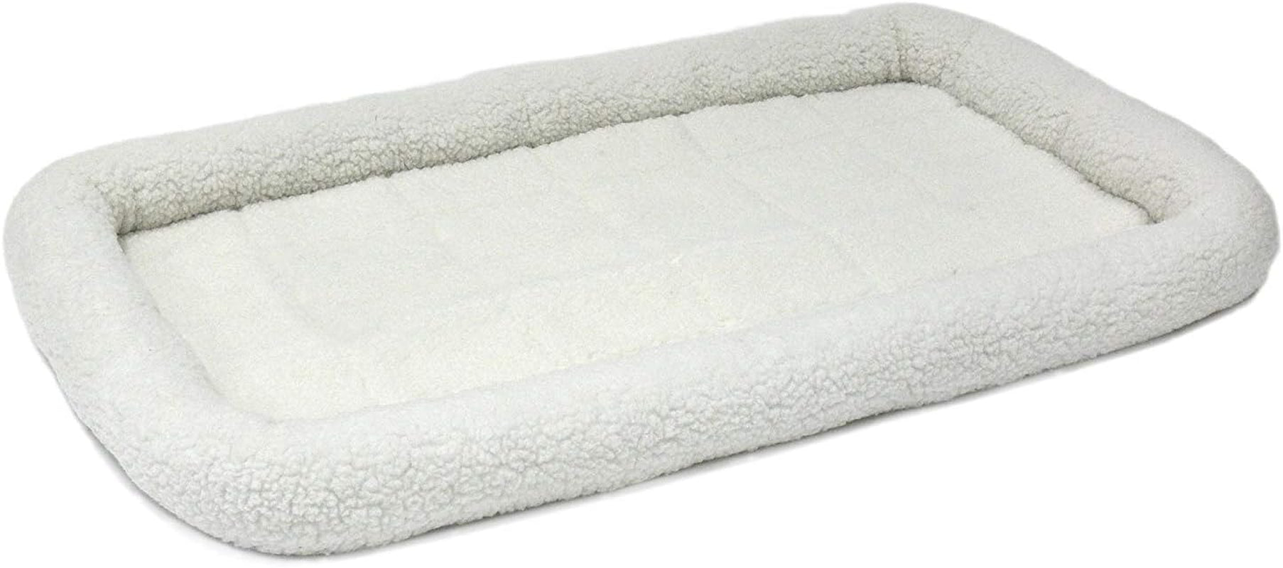 Cozy Gray Faux Fur Bolster Dog Bed - Ultra-Soft, Machine Washable, Perfect for XXS Dogs and Cats in 18-Inch Crates and Carriers