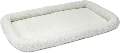 Cozy Gray Faux Fur Bolster Dog Bed - Ultra-Soft, Machine Washable, Perfect for XXS Dogs and Cats in 18-Inch Crates and Carriers