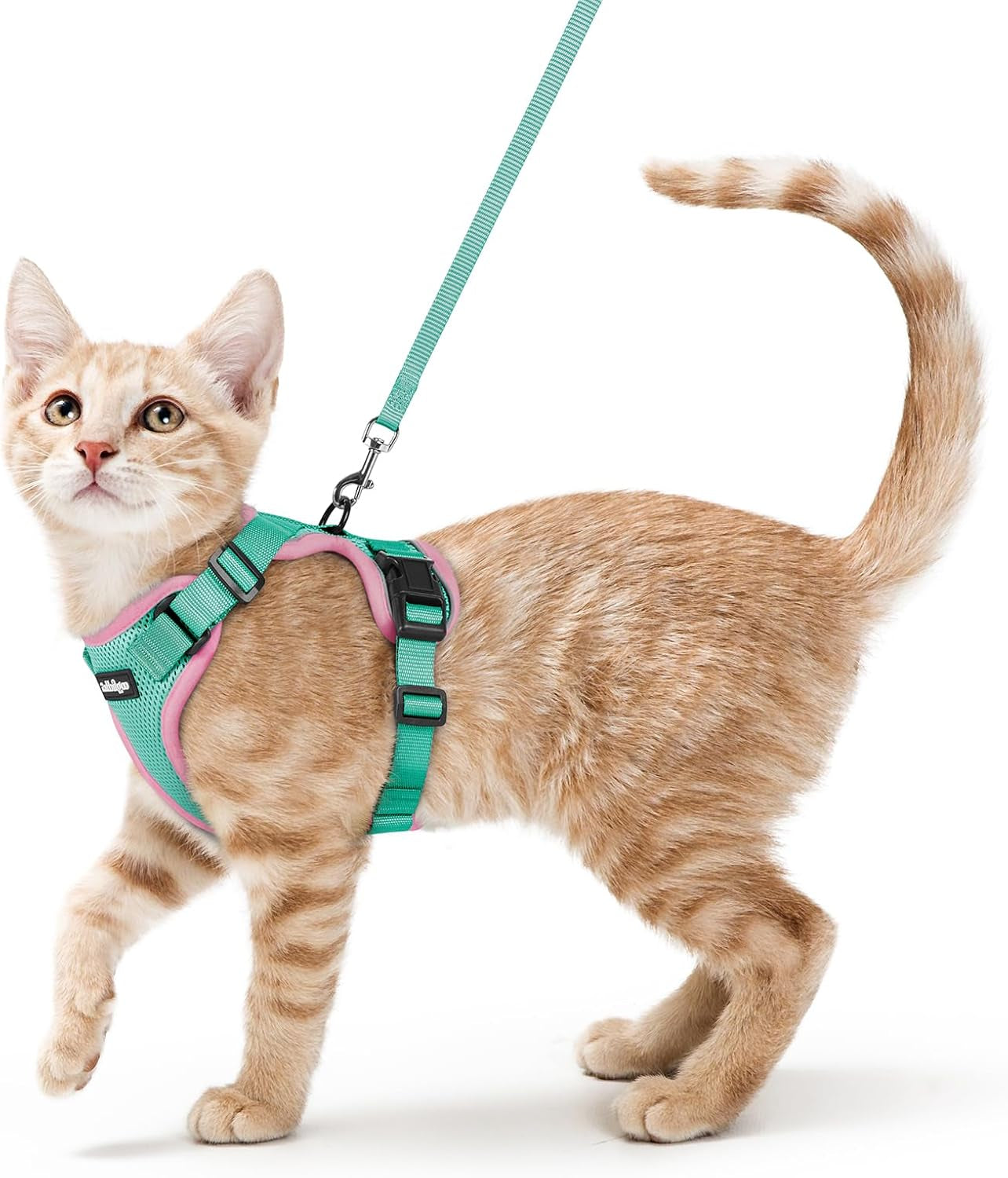 Cat Harness and Leash for Walking, Escape Proof Soft Adjustable Vest Harnesses for Cats, Easy Control Breathable Reflective Strips Jacket, Black, XS