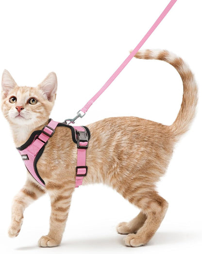 Cat Harness and Leash for Walking, Escape Proof Soft Adjustable Vest Harnesses for Cats, Easy Control Breathable Reflective Strips Jacket, Black, XS