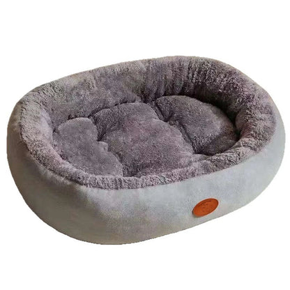Oval Pet Bed Orthopedic Bed Fleece Warmth Pet Pad for Cat & Small Dog