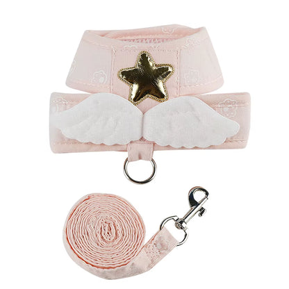 Angel Wing Cat Harness and Leash Set, Adjustable Kitten Vest Harness for Walking, Escape-Proof Soft Mesh Breathable Also Puppy