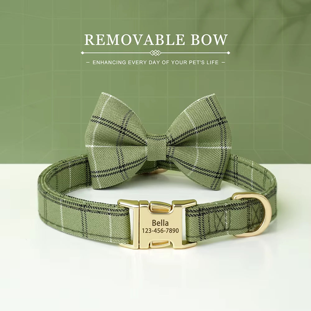 Custom Dog Collar Nylon Puppy Dog Collars with Cute Bowknot Engraved Pet Necklace Dog Collars for Small Medium Dogs Chihuahua
