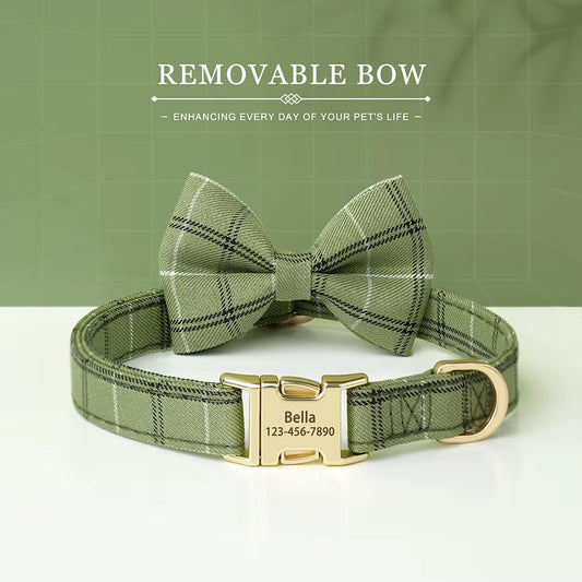 Custom Dog Collar Nylon Puppy Dog Collars with Cute Bowknot Engraved Pet Necklace Dog Collars for Small Medium Dogs Chihuahua