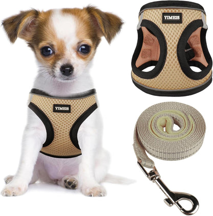 Dog Harness and Leash Set, No Pull Soft Mesh Pet Harness, Reflective Adjustable Puppy Vest for Small Medium Large Dogs, Cats (Pink, X-Small (Pack of 1)