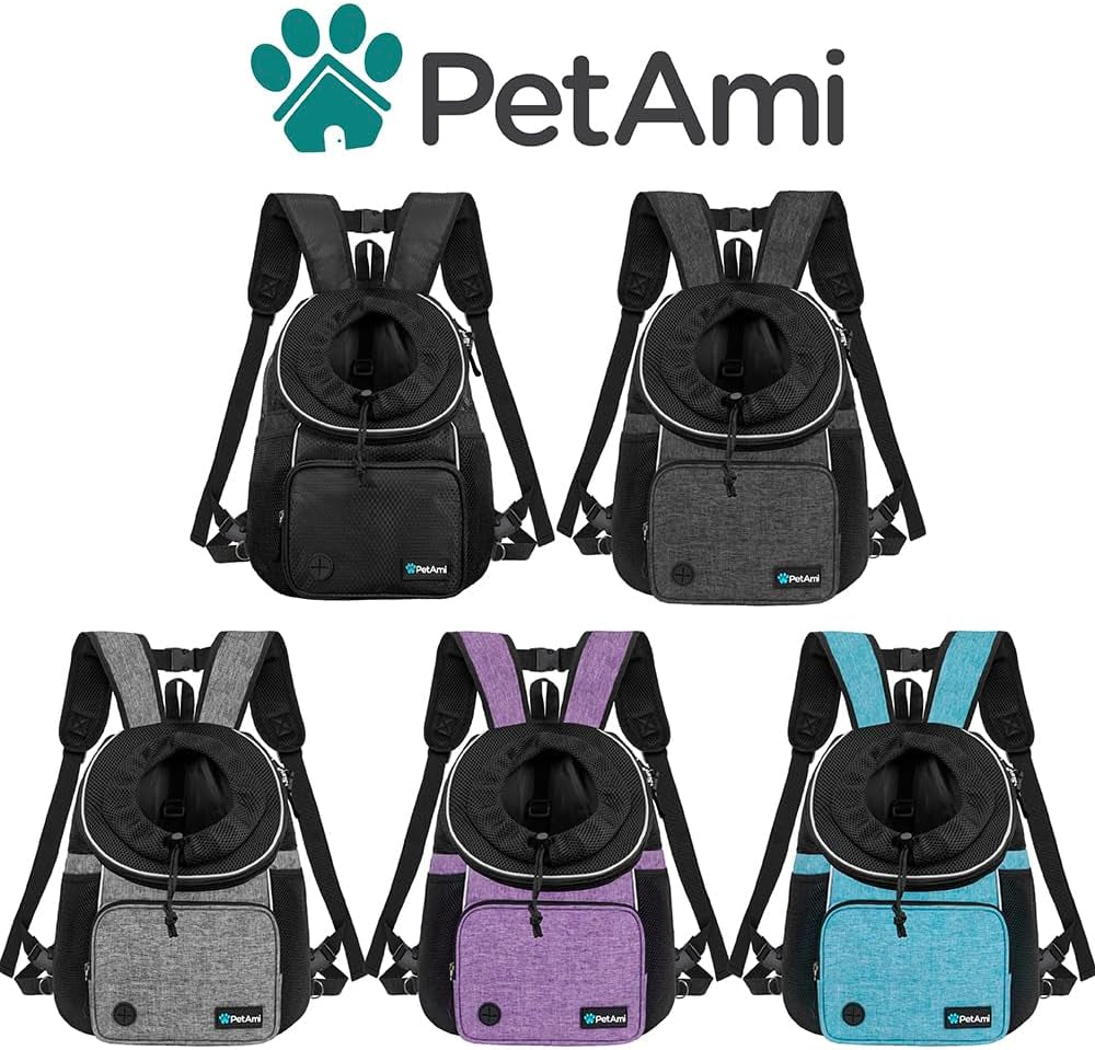 Adjustable Dog & Cat Chest Carrier Backpack, Ventilated for Hiking & Camping, Small to Large Pets up to 15 Lbs, Dark Gray