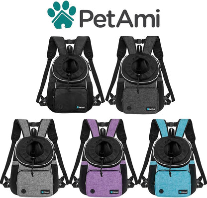 Adjustable Dog & Cat Chest Carrier Backpack, Ventilated for Hiking & Camping, Small to Large Pets up to 15 Lbs, Dark Gray