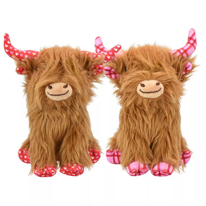 Multipet Highland Cow Interactive Plush Dog Toy