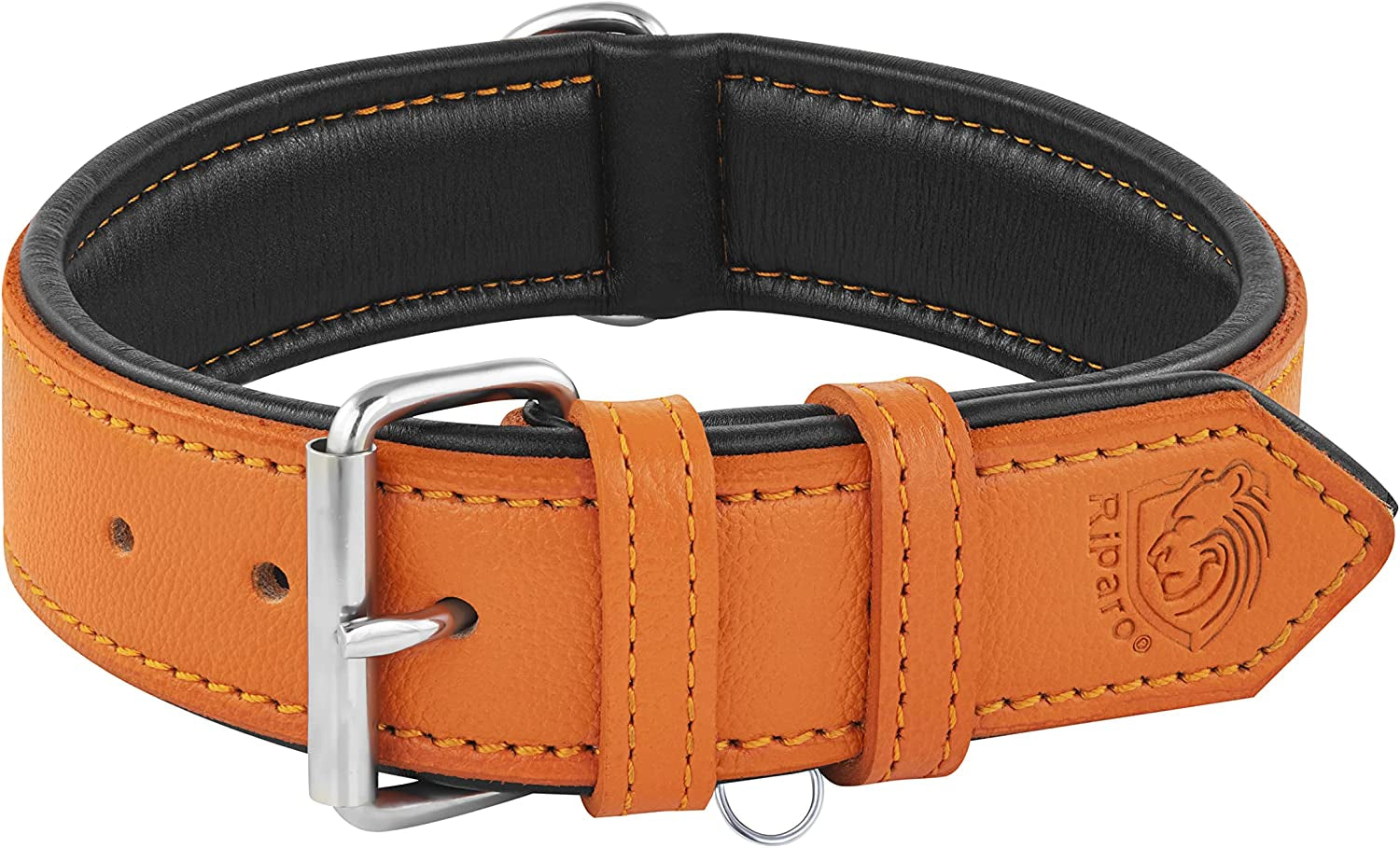 Riparo Large Dog Collar, Red Dog Collar for Large Breeds, Dog Collar Boy with Dog Tag Holder (L: 1.5" Wide for 17"-21" Neck, Red)