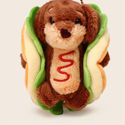Dachshund Keychain Cute Dachshund Dog Hamburger Keychain Plush Bag Charm Dual-Function Accessory Adorable Key Chain Bag for Dog