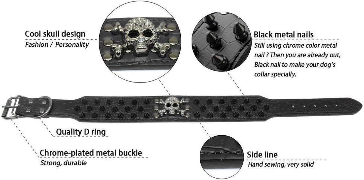Spiked Studded Dog Collar, PU Leather Dog Collar, Adjustable Pet Collars for Medium or Large Breed Pet (L, Gold Brown2)