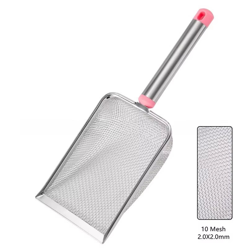 1Pcs Stainless Steel Fine Mesh Cat Litter Scoop Easy to Clean Non-Stick Shovel for Reptiles Sand Efficient Durable Litter Scoop