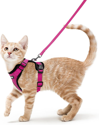 Cat Harness and Leash for Walking, Escape Proof Soft Adjustable Vest Harnesses for Cats, Easy Control Breathable Reflective Strips Jacket, Black, XS