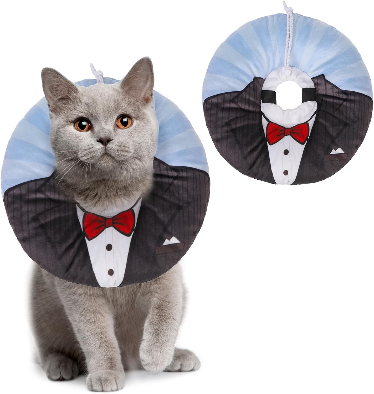 Cat Cone Collars Soft, Cat Recovery E Collars after Surgery to Stop Licking, Adjustable Elizabeth Circle Collar Cute Pet Donut Pillow for Cats Kitten Small Dogs, Cute Shark S