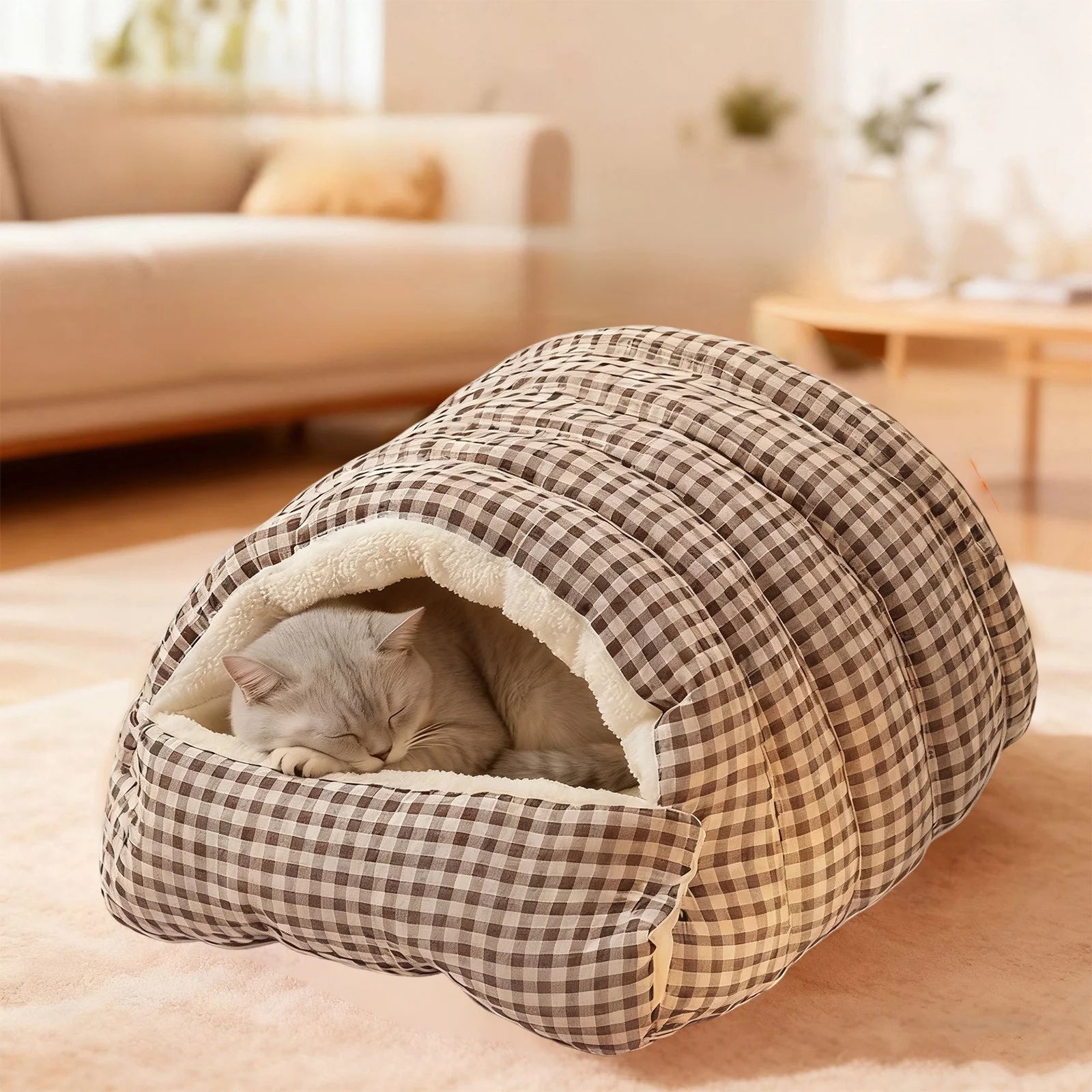 Reversible Winter Warm Pet Bed and Mat Dual-Sided Fluffy Plush Dog Cat Bed Removable Washable Cover for Crate Sofa or Floor
