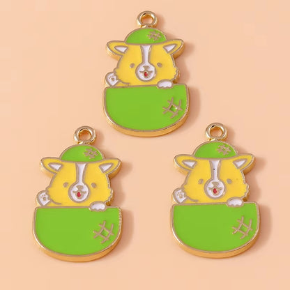 10Pcs Cute Enamel Animal Charms Husky Corgi Bulldog Puppy Dog Pendant for Bracelet Necklace Handmade Jewelry Findings