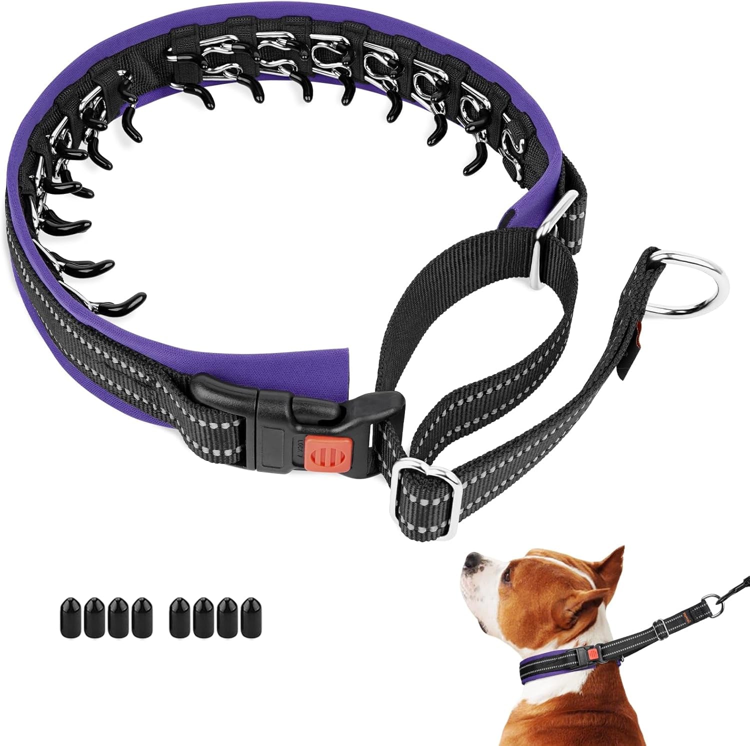 No Pull Dog Collar, Patented Martingale Collar for Small Medium Large Dogs with Buckle and Heavy Duty Nylon for Walking Training Hunting, Safe and Easy to Use(M, Green)