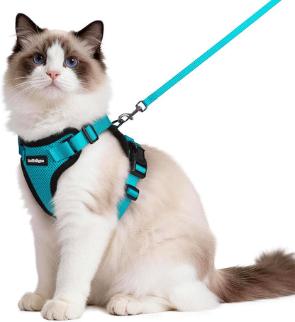 Cat Harness and Leash for Walking, Escape Proof Soft Adjustable Vest Harnesses for Cats, Easy Control Breathable Reflective Strips Jacket, Black, XS