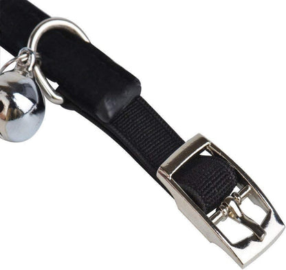 Soft Velvet Safe Cat Adjustable Collar Bling Diamante with Bells,11 Inch for Small Dogs and Cats (Black)