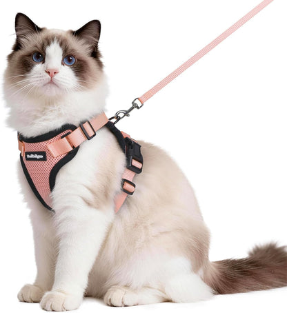 Cat Harness and Leash for Walking, Escape Proof Soft Adjustable Vest Harnesses for Cats, Easy Control Breathable Reflective Strips Jacket, Black, XS