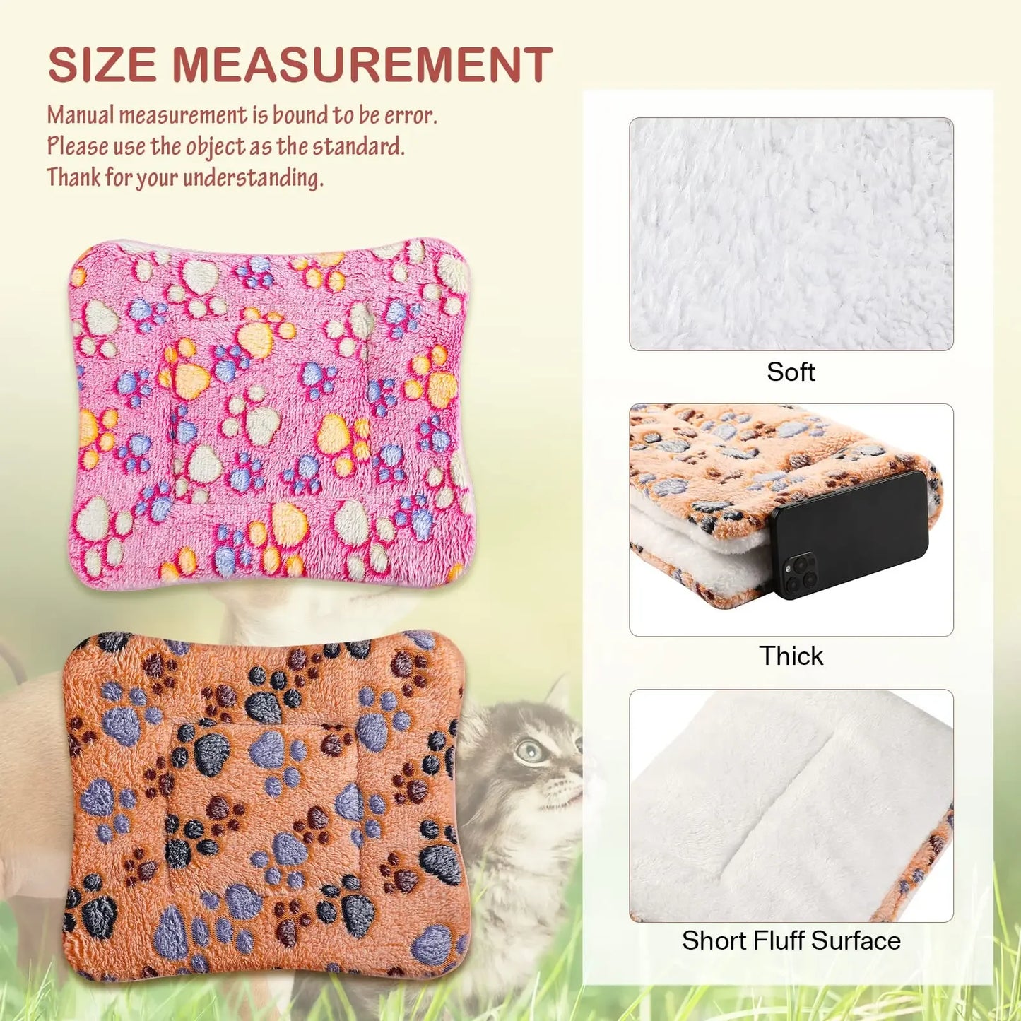 Flannel Pet Mat Dog Bed Cat Bed Thicken Sleeping Mat Dog Blanket Mat for Puppy Kitten Pet Dog Bed for Small Large Dogs Pet Rug