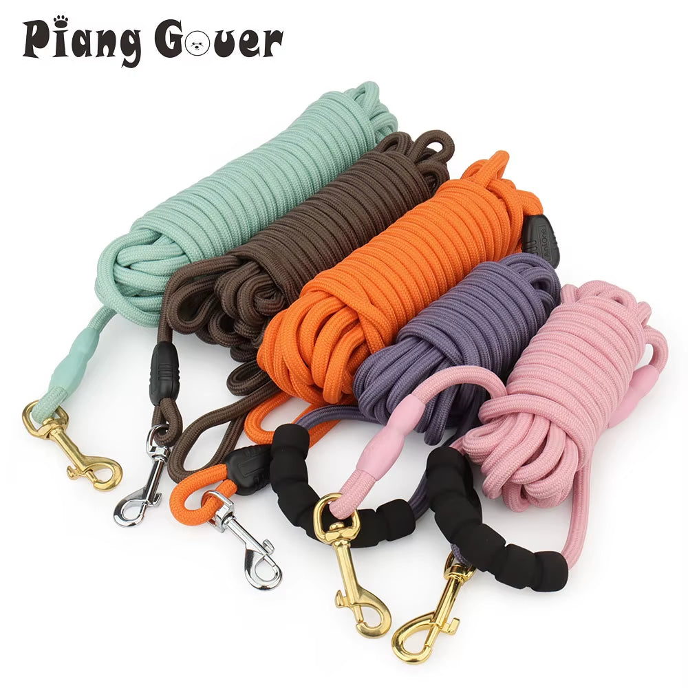5M/10M Dog Leashes Long Pet Leash Puppy Walk Training round Rope for Small Medium Big Dog with Foam Handle