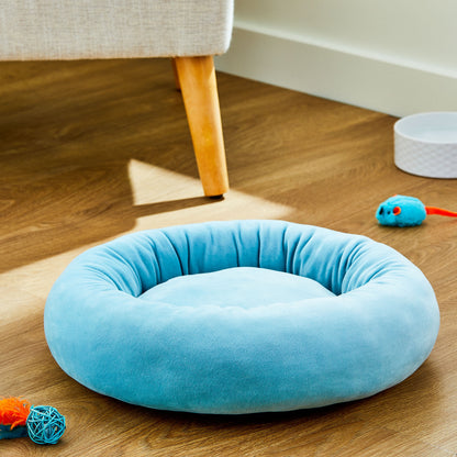 Bed for Dogs & Cats, Squish Cuddle Bed, Washable, Light Blue, 17"