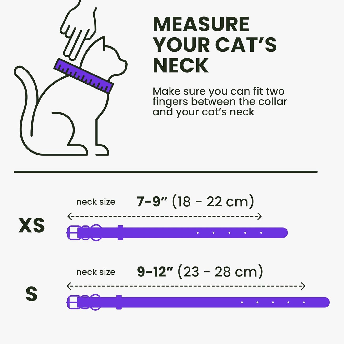 Leather Cat Collar with Removable Bells Non Breakaway Kitten QR Tag for Girl Boy (7" - 9" for Cats, Purple & Gold)