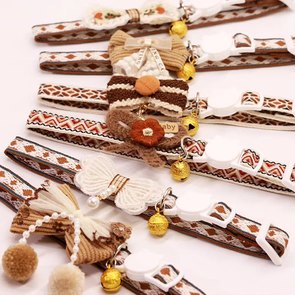 8 Colors Cute and Versatile Adjustable Durable with Bells Pet Collars Necklaces Positioning Pets Cats Dogs Party Photos Props