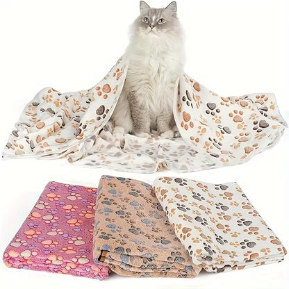 New Winter Soft Flannel Fleece Cat Dog Bed Blanket Bed Mats Paw Foot Print Warm Pet Sleeping Beds Cover Mat for Dogs Cats Pets