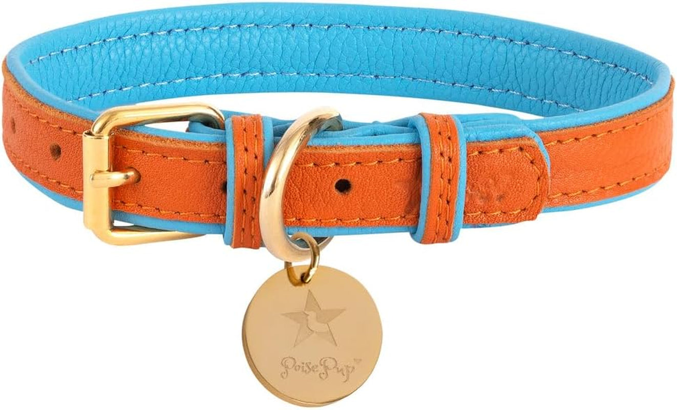 Genuine Leather Collar with Buckle for Dogs - Handmade, Adjustable & Soft - Brown | Light Pink - Medium (12.5-15.7 In)