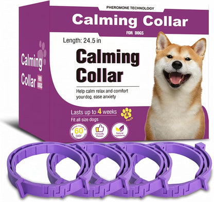 4 Pack Calming Collars for Dogs - Adjustable Silicone for 60 Days of Pheromone Anxiety Relief and Separation Support