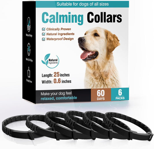 Ultimate 6-Pack Calming Dog Collars with Pheromones – 60 Days of Stress Relief for Small, Medium, and Large Dogs, Adjustable & Waterproof