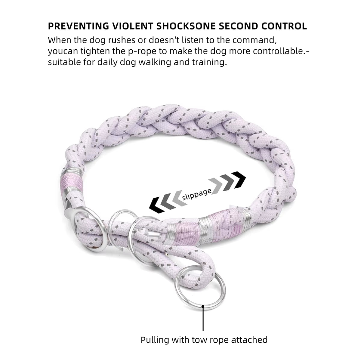 Braid Twisted Design Collar for Dog Strong Solid with Reflective Effect Pet Collars Sky Blue and Pink Colors New Training Collar