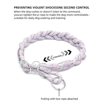 Braid Twisted Design Collar for Dog Strong Solid with Reflective Effect Pet Collars Sky Blue and Pink Colors New Training Collar