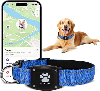 GPS Dog Collar Tracker 2-In-1,Reflective Waterproof Pet Collar,Ios-Only,No Monthly Fees,Unlimited Range,Ideal for Dog Tracking Pet Tracker,For Small Medium Large Dogs(M (15"-20.5"), Green)