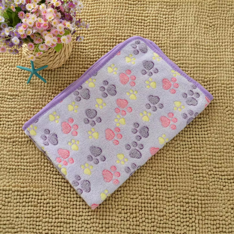 New Winter Soft Flannel Fleece Cat Dog Bed Blanket Bed Mats Paw Foot Print Warm Pet Sleeping Beds Cover Mat for Dogs Cats Pets