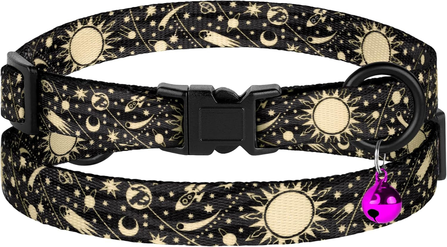 4PCS Breakaway Cat Collars with Bell - Cute Soft Adjustable Safety Kitten Collars 4-Pack - Nylon Pet Collars Nature Tribal Striped Floral Space Aztec Flowers Print (Nature)