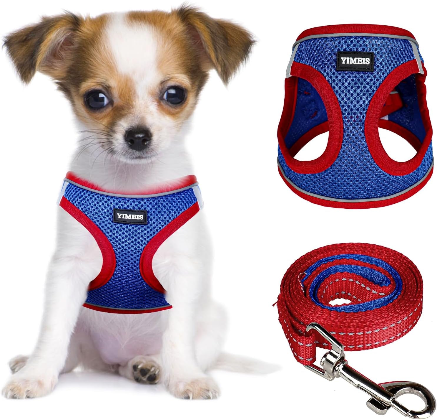 Dog Harness and Leash Set, No Pull Soft Mesh Pet Harness, Reflective Adjustable Puppy Vest for Small Medium Large Dogs, Cats (Pink, X-Small (Pack of 1)