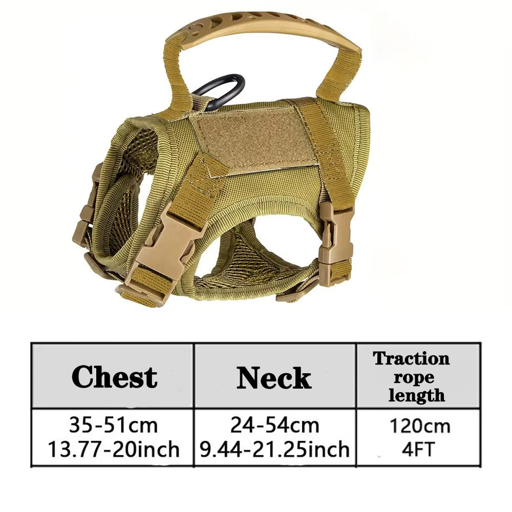 Tactical Cat Dog Harness Leash for Working Adjustable Pet Vest Harness Soft Mesh Training Puppy Straps with Handle for Large Cat
