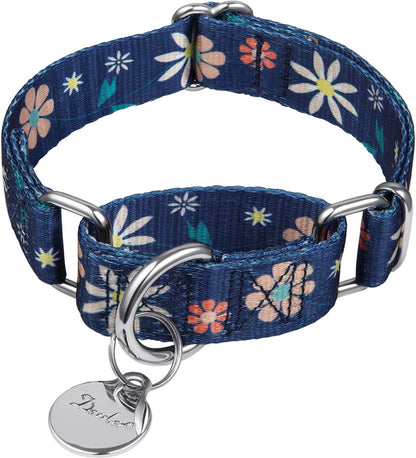 Martingale Dog Collar No Pull Pet Collar Heavy Duty Dog Martingale Collars Silky with Unique Geometric Pattern for Medium and Large Dogs (Large, Turquoise)